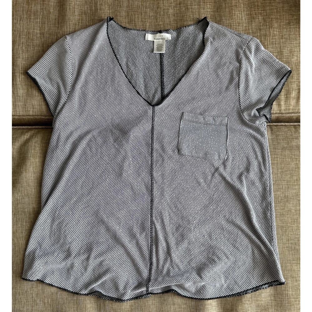 Urban Romantics Womens Size Large L Top Shirt Slouchy Striped Flowy VNeck Casual